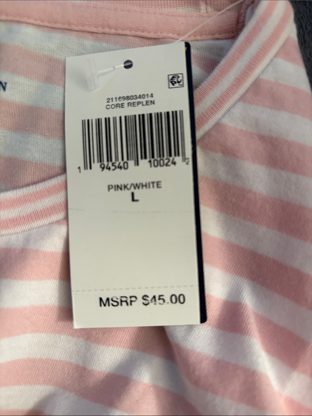 Ralph Lauren Light Pink and White Striped Crewneck Tee - Picture 3 of 3
